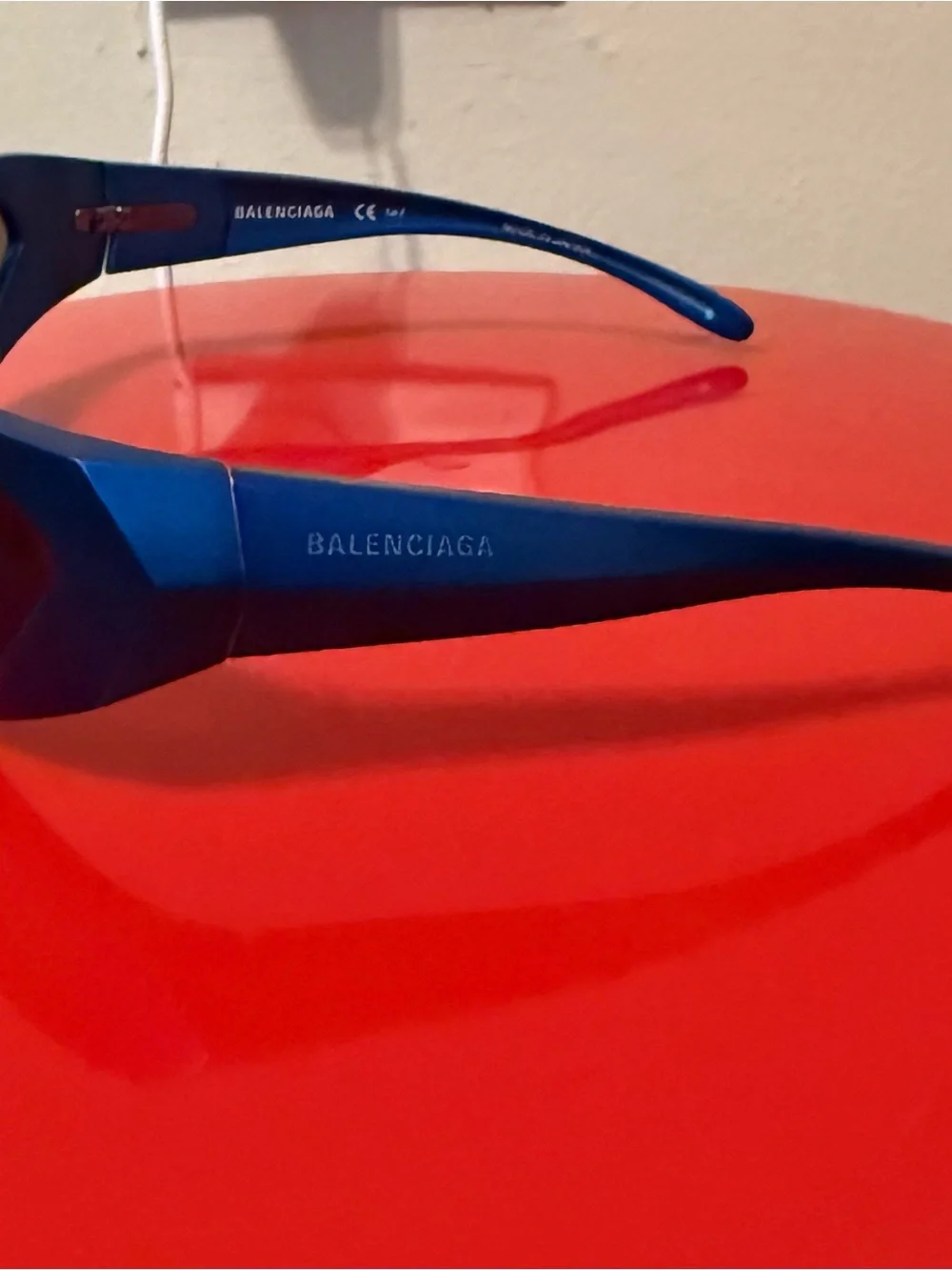 Balenciaga Blue Men's Sport Sunglasses with Mirrored Lenses